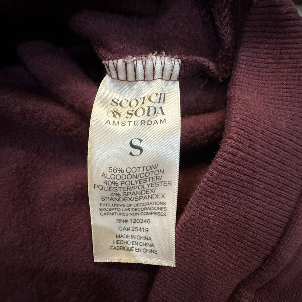 Scotch & Soda Burgundy Maroon Sweatshirt Crewneck Embroidered Size Small - Picture 6 of 8